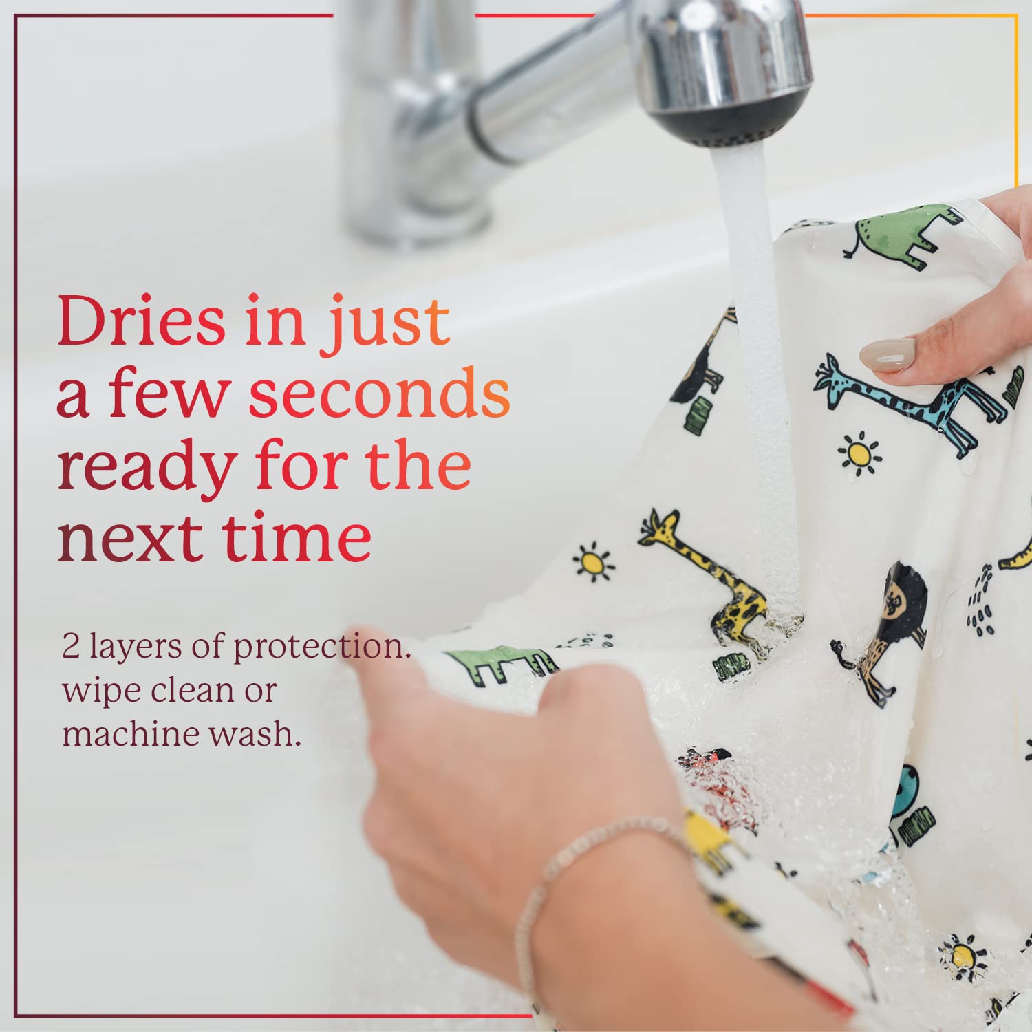 Short-Sleeved Waterproof Bibs for Baby Boys, Girls, and Toddlers 2-4 Years - Food Catcher Pocket - Recycled Polyester - Adorable Animal Print - Easy to Clean - Feeding Smock Apron - Image 3